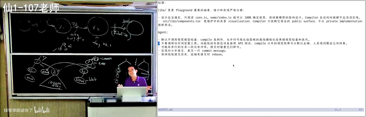 三个 terminal 并行开 agent，旁边一块屏实时刷新浏览器